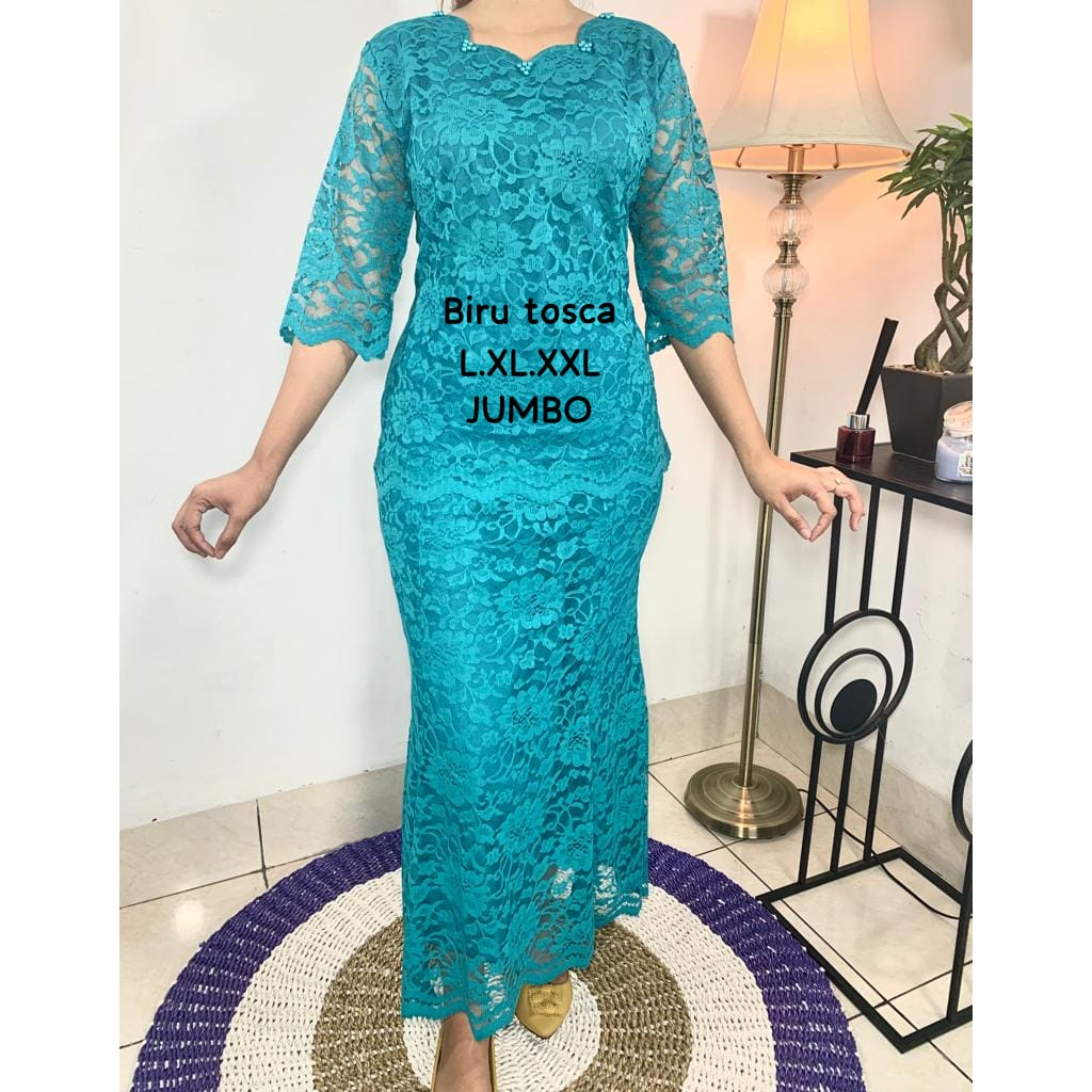Stelan kebaya brokat renda rok panjang full puring