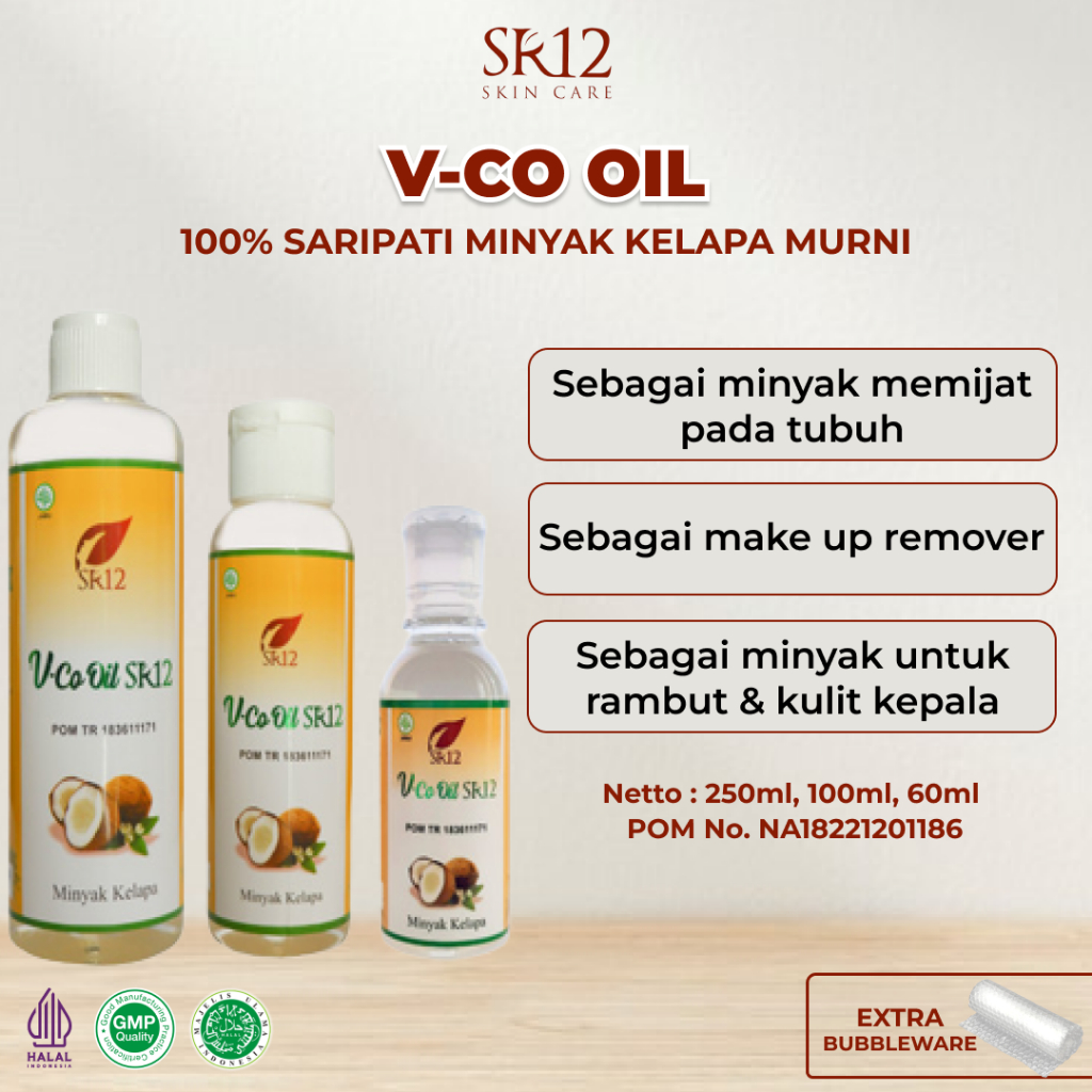 VCO OIL SR12 ORIGINAL MINYAK KELAPA MURNI / MINYAK V-CO ASLI / MINYAK VCO UNTUK RUAM KULIT, GATAL, K