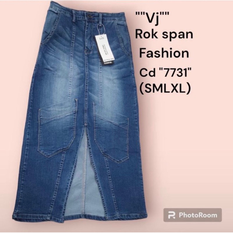 Adella Jeans Span Denim Skirts Slit Import || Rok Jeans Denim Belah Tengah Wanita Model Span Korean 