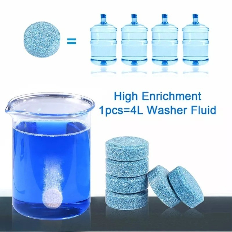 Tablet Sabun Cairan Pembersih Kaca Glass Wiper Fluid Mobil Biru Pil