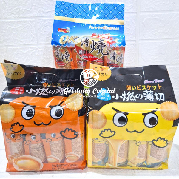 

Bairong Biscuit Share Treat Egg Yolk Scallion Cheese Chocolate Flavor Biscuit / Biskuit Impor / Cemilan 360g