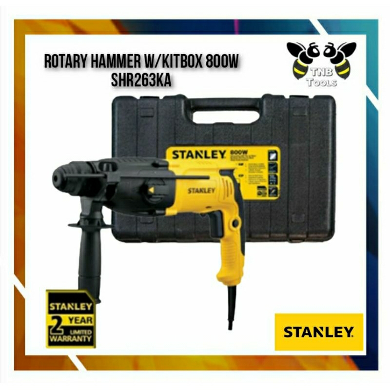 STANLEY Rotary Hammer W/Kitbox 800W SHR263KA | Mesin Bor Bobok Listrik
