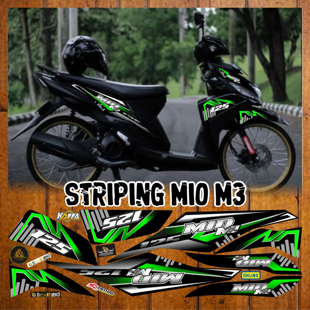 Stiker Mio M3/Z Decal Striping Mio M3/Z Premium Racing Stiker List Style Polet Hijau