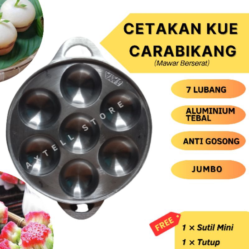 (BONUS SPESIAL)  Set Cetakan Carabikang Mawar Berserat Apem 7 Lubang Jumbo Anti Lengket-Alat Cetakan