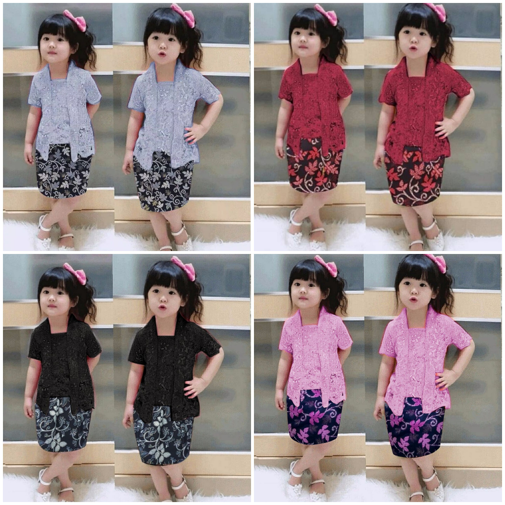 Setelan Kebaya Anak Brukat Modern CICI KID / Kebaya Anak Prempuan Brokat Pesta Kondangan Kutu Baru /