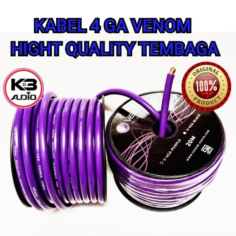 Kabel Power Venom 4 AWG Kabel Setrum Venom 4 GA Tembaga