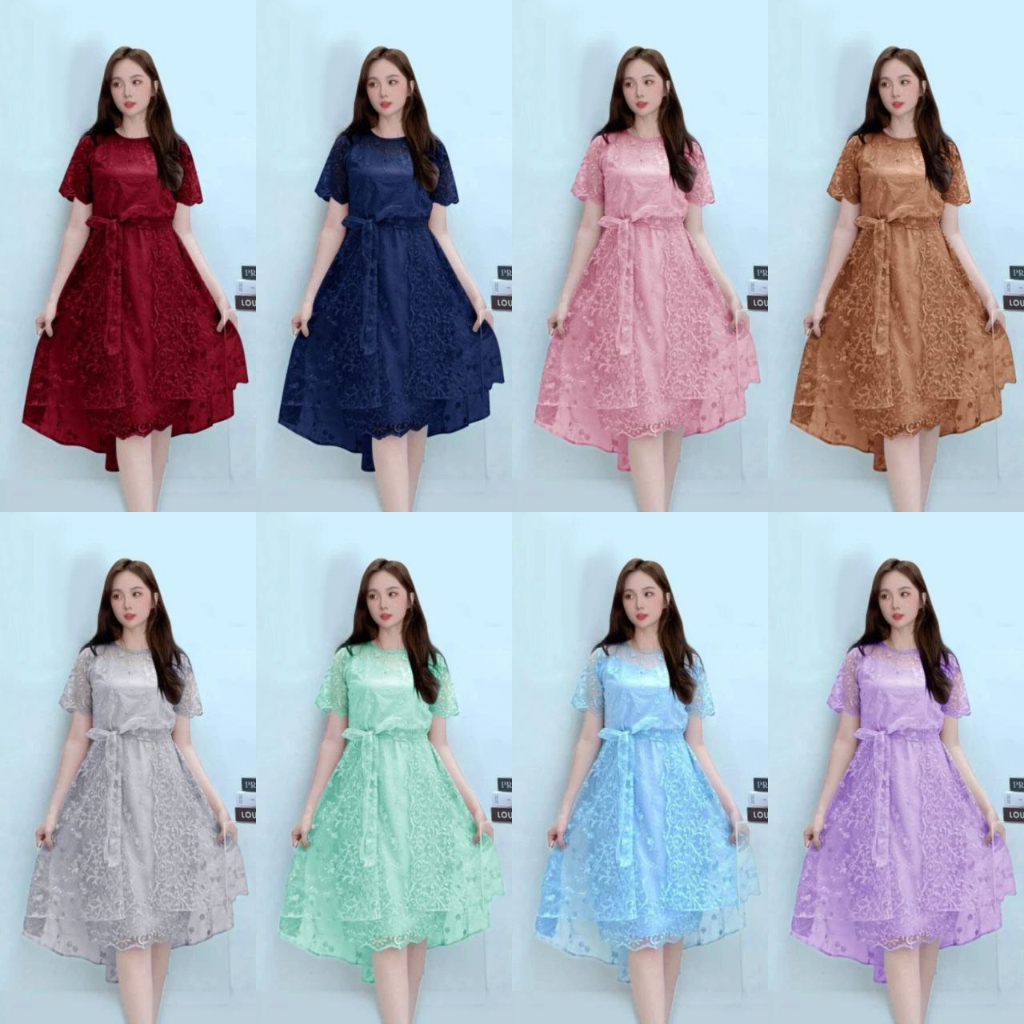 TERBARU – DRESS NATAL DEWASA & ANAK REMAJA HANI SIZE M (10-15THN) - XL - OT06 – DRESS PESTA – PARTY 