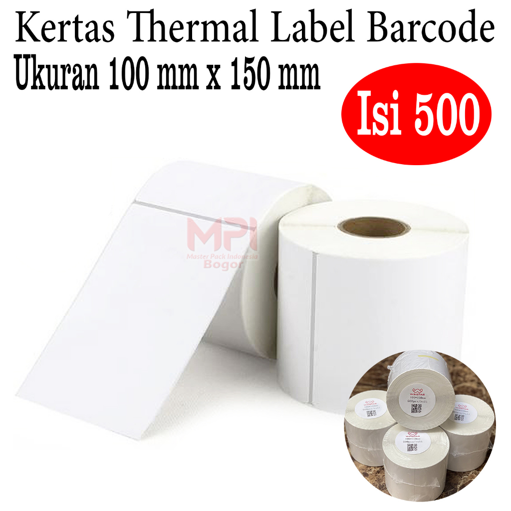 

Kertas Label Barcode WINSTAR 100 x 150 mm / Kertas Print Stiker Thermal - isi 500