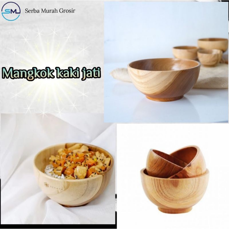 Mangkok kayu/Mangkok Mie/Mangkok Kuah/Mangkok Kaki Kayu Jati Ori