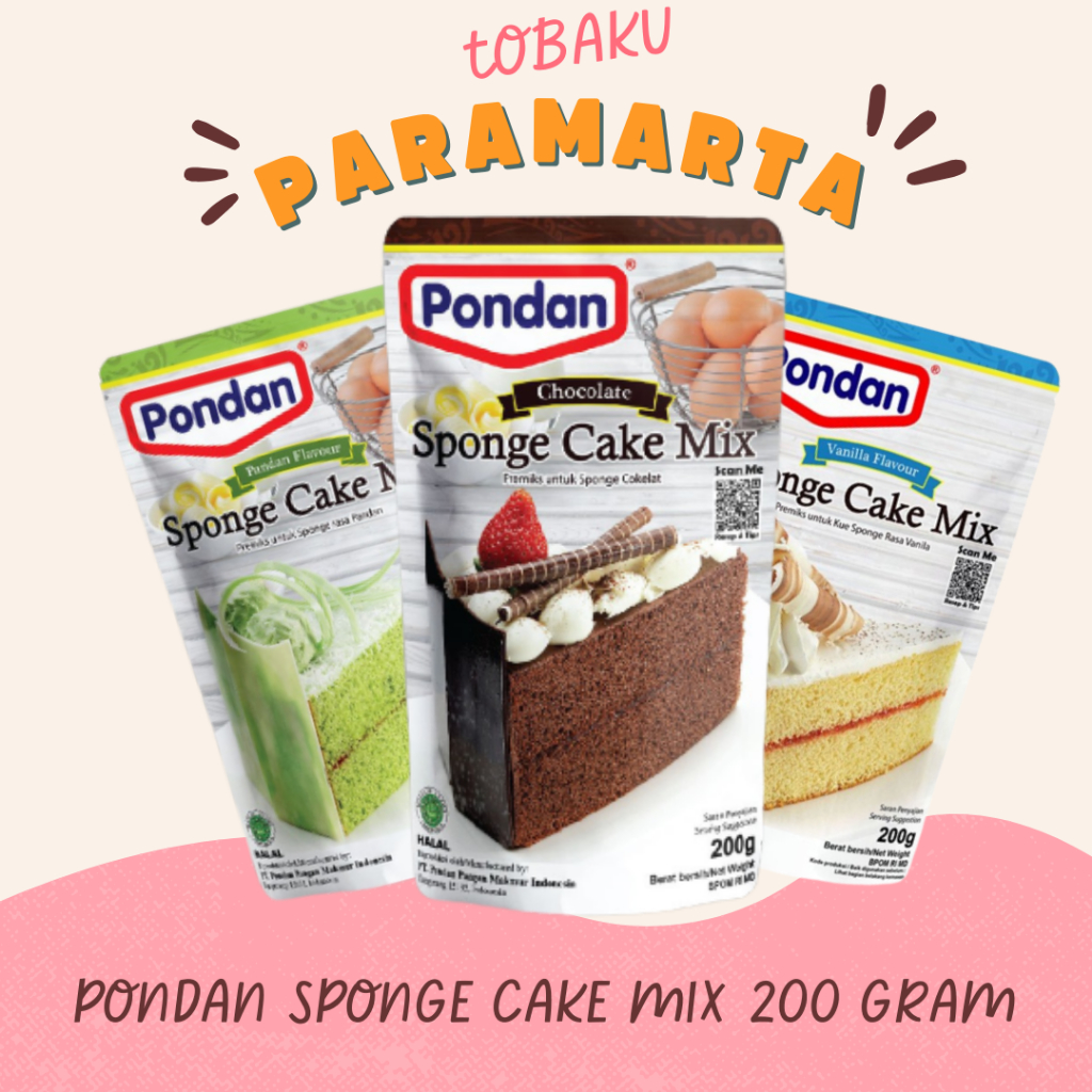 

PONDAN SPONGE CAKE MIX 200 GRAM / TEPUNG SPONGE CAKE MURAH / TEPUNG CAKE MURAH