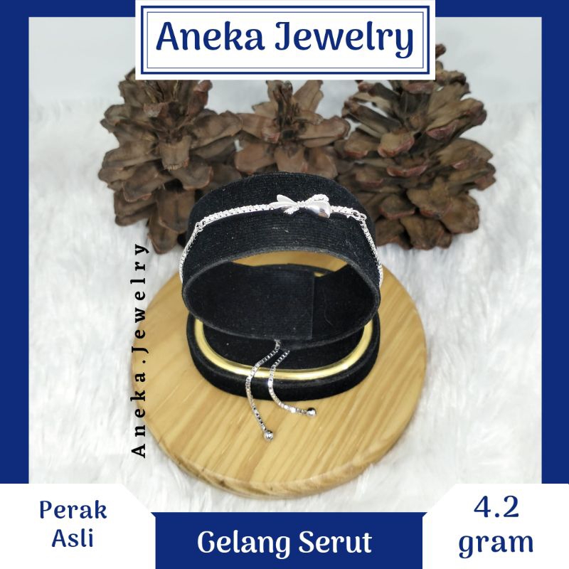 Gelang Serut Variasi Mata - Mata, Perak 925