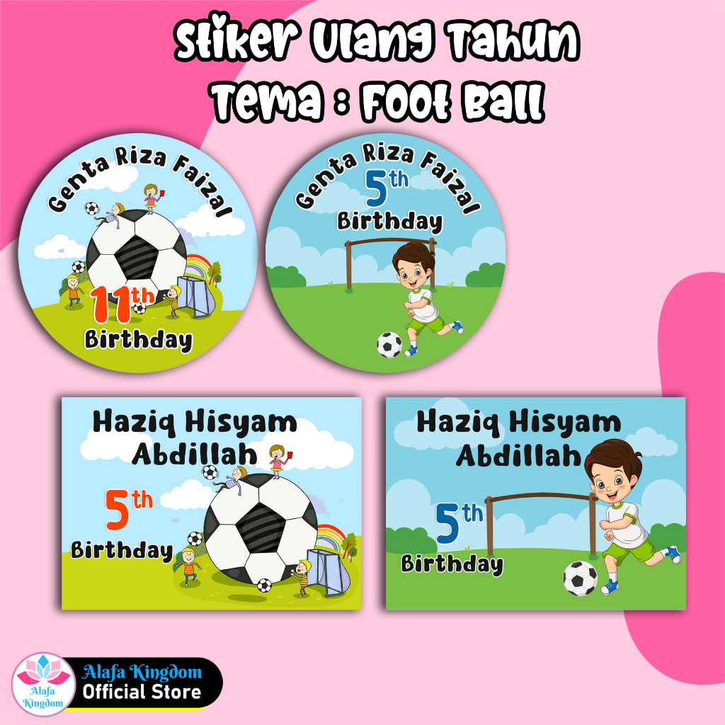 

alafakingdom - Stiker Label Ultah Ulang Tahun Anak Foot Ball / Birthday Sticker Custom