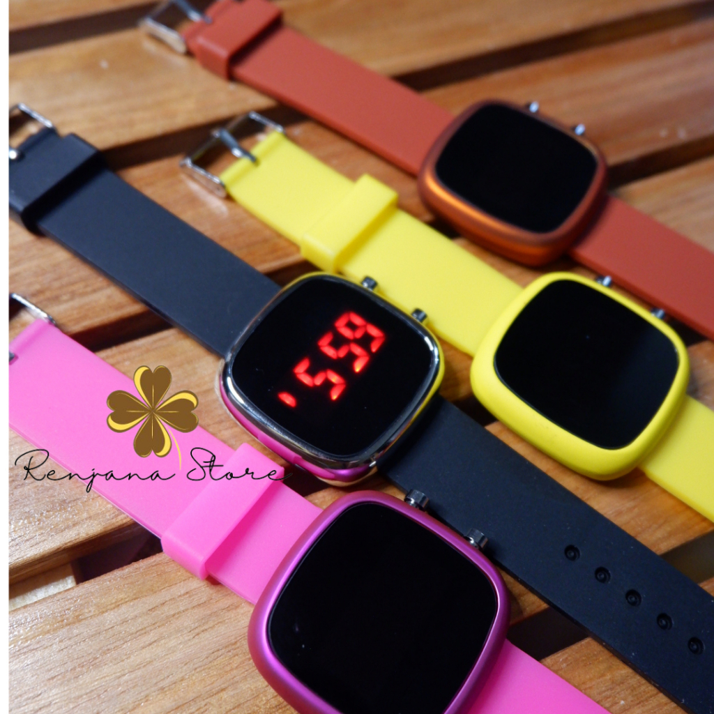 jam tangan wanita LED digital watch OVAL LED Digital tali rubber Jam tangan LED Digital watch / jam 