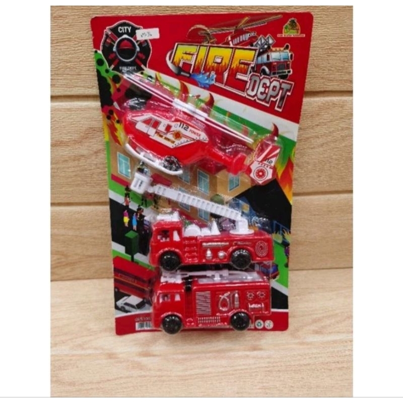 MAINAN MOBIL + HELIKOPTER PEMADAM MAINAN ANAK LAKI LAKI