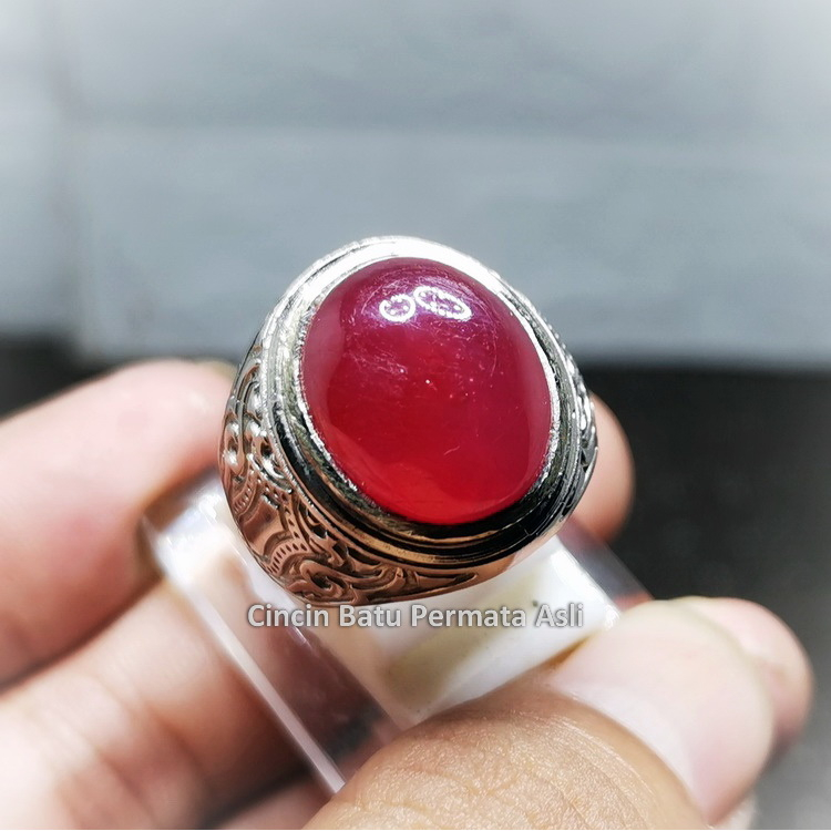 Batu Cincin Permata Merah Delima Ruby Asli