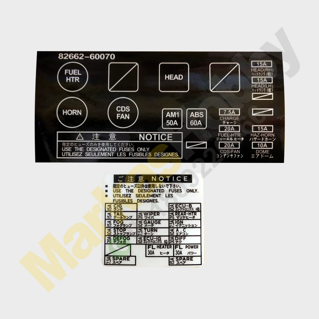 Stiker Toyota Land Cruiser VX80 Fuse Box Sikring