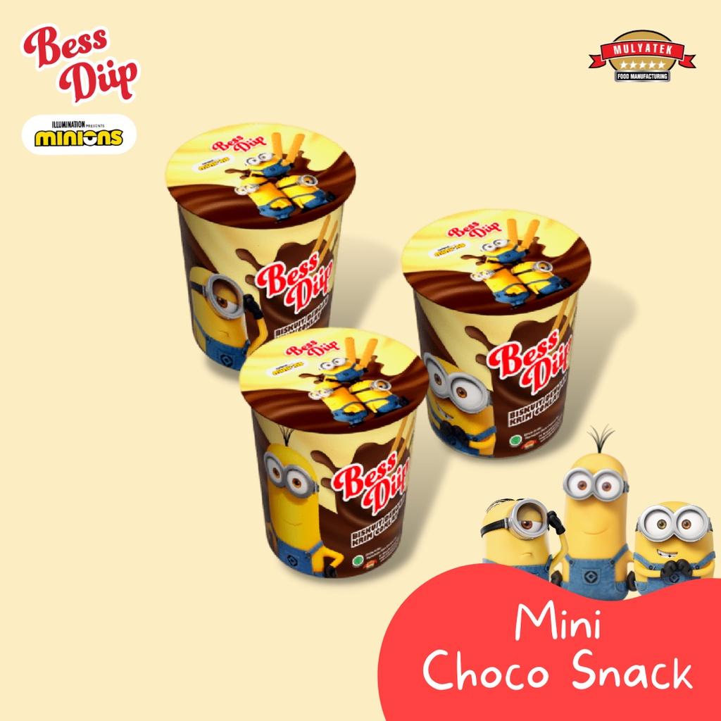 

GROSIR - Minions Chocolate Super Mini 12 X 8 Gr Rasa Cokelat Biskuit Stick