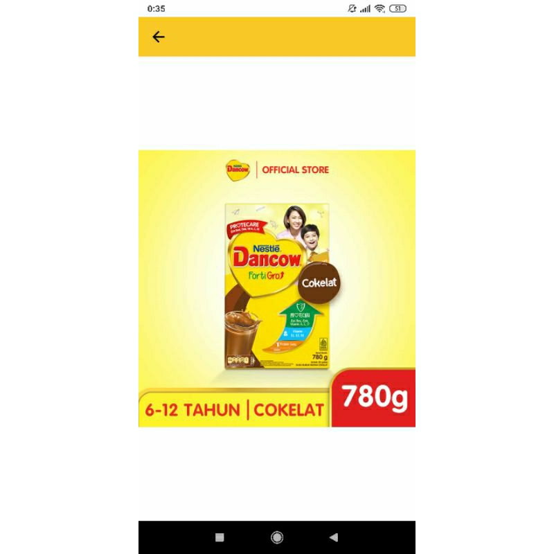 

Dancow Fortigro Coklat 780gr