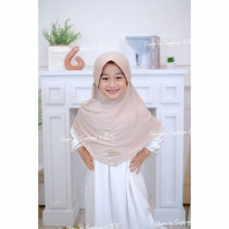 Jilbab tali ulir anak /hijab tali kepang KIDS /kerudung bergo ped ropel