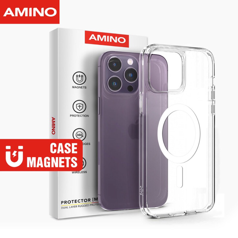 AMINO Magnetic Case Untuk Iphone 14 Pro Max Clear Hybrid Bumper Casing