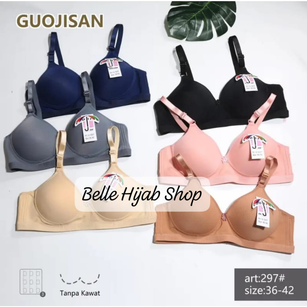 (5 PCS) BRA GUOJISAN POLOS KAIT 3 CUP B BELLEHIJABSHOP PROMO BH WANITA GUOJISAN