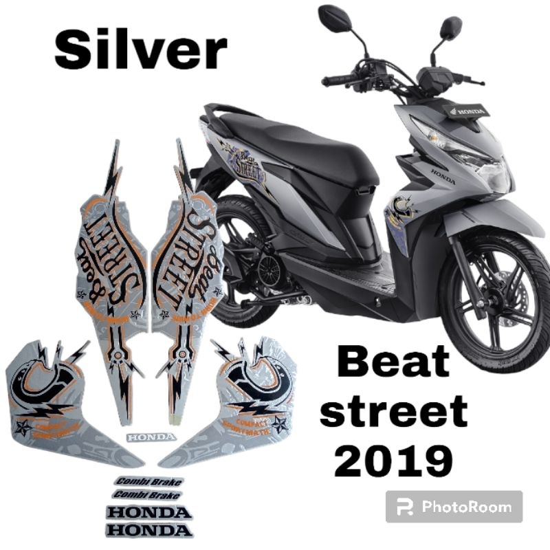 striping honda beat street 2019 silver, stiker lis body motor beat street 2019 silver