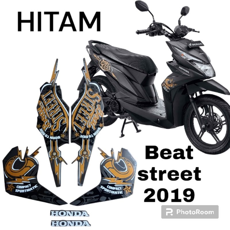striping honda beat street 2019 hitam, stiker lis body motor beat street 2019 hitam
