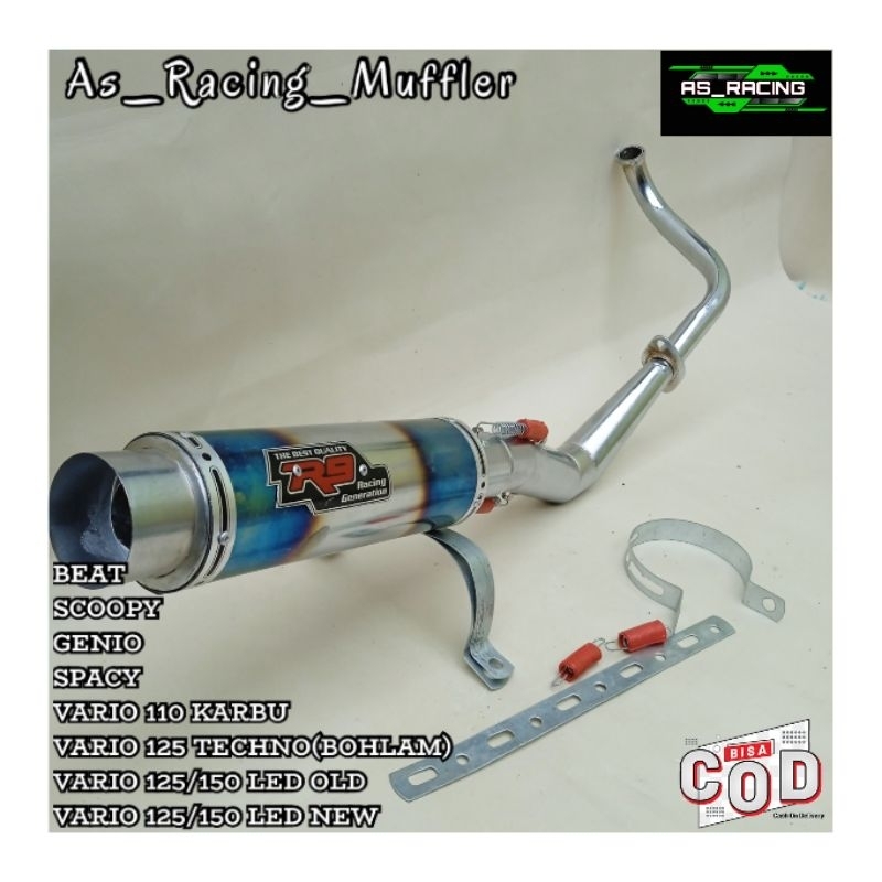 KNALPOT RACING R9 BLUEMOON MATIC HONDA BEAT,SCOOPY,SPACY,GENIO,VARIO