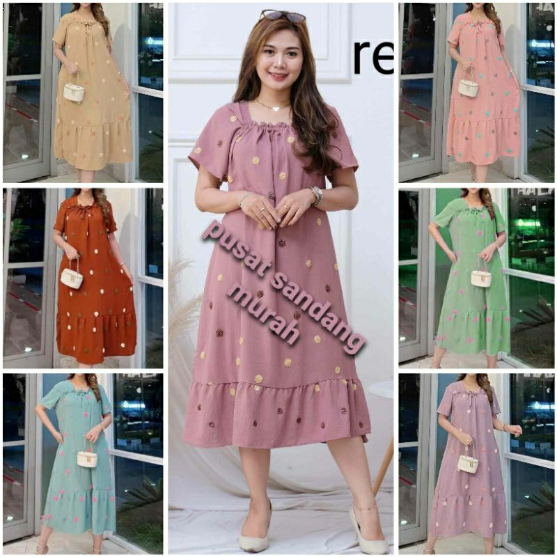 Daster Kekinian Terbaru Crinkle Airflow Fuji Pompom