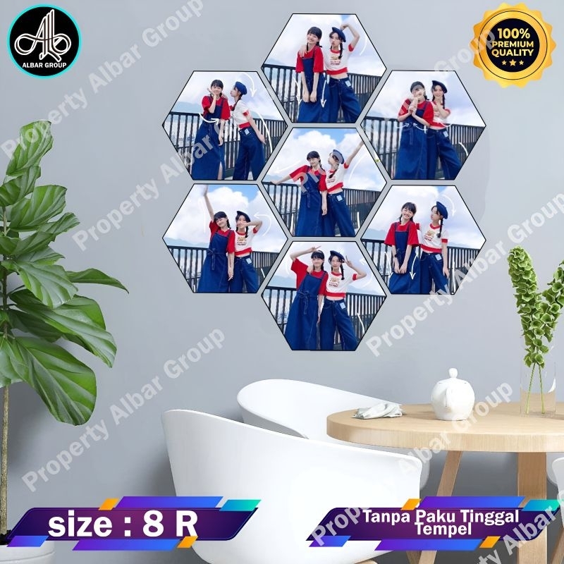 cetak foto bentuk hexagonal isi 7 pcs