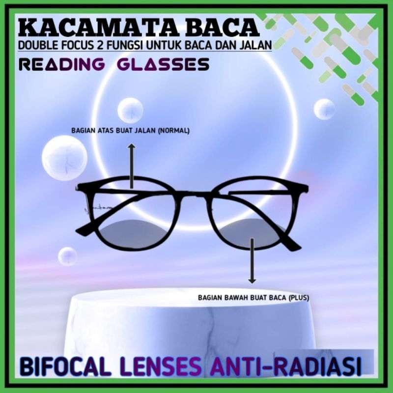 frame kacamata 1769 kacamata pria wanita kacamata double focus jarak jauh dan jarak dekat 1769