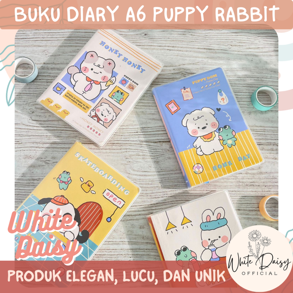 

Buku diary A6 puppy rabbit kertas full color lembar berwarna lucu imut