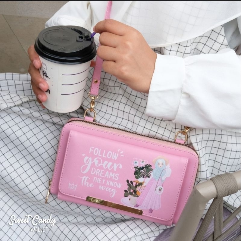 Sweet Candy / Dompet Unyu / Dompet HP / Candy Tidur / Dompet HP Selempang Unyu Muslimah Koleksi Terb