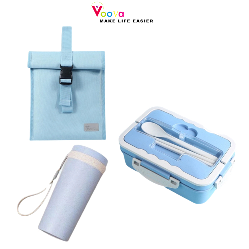 VOOVA Tas Kotak Makan Siang / Tas Makan Siang Portabel / Tas Makan Siang / Button Lunch Bag/Folding 
