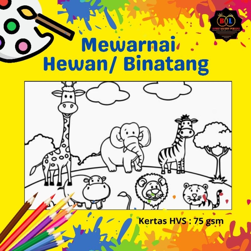 

Buku mewarnai gambar melukis / coloring book animal / binatang / hewan part 2 / A4/ A5