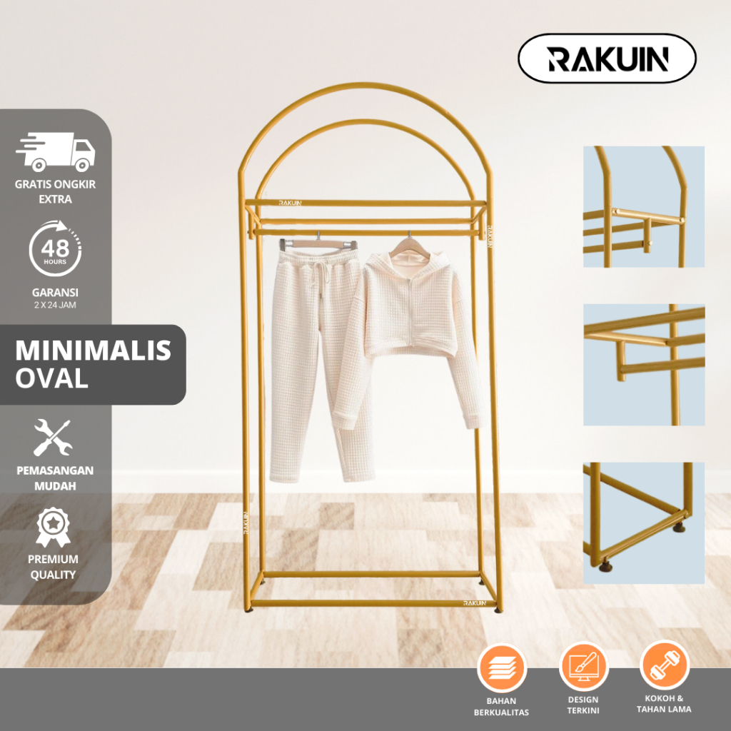 GAWANG MINIMALIS OVAL - GAWANG BAJU MINIMALIS MODEL OVAL / GAWANG BAJU / RAK DISPLAY BAJU GAMIS BUTI