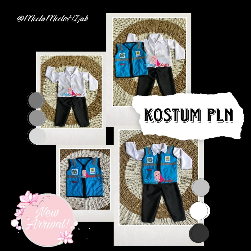 Kostum PLN Anak / Seragam PLN Newbron / Baju Kostum Anak PLN Biru 1 Set Rompi Terlaris / Baju Anak