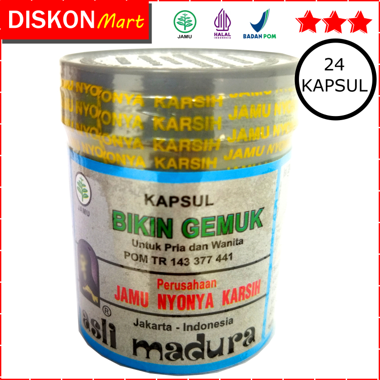 BIKIN GEMUK JAMU NYONYA KARSIH 24 KAPSUL OBAT HERBAL GEMUK DEWASA & PENAMBAH NAFSU MAKAN BPOM ORI