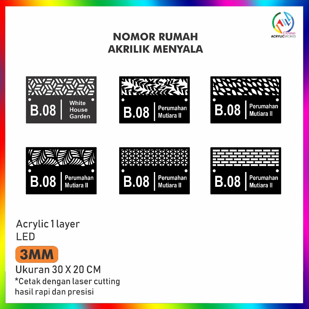 Nomor Rumah  LED Akrilik  Aesthetic Nomor Rumah Menyala Minimalis
