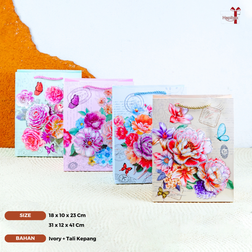 

Paperbag/ Gift Box Totebag/ Tas Hampers/ Paperbag Gift/ Paperbag Motiv Bunga | AL01E1-AL03A1