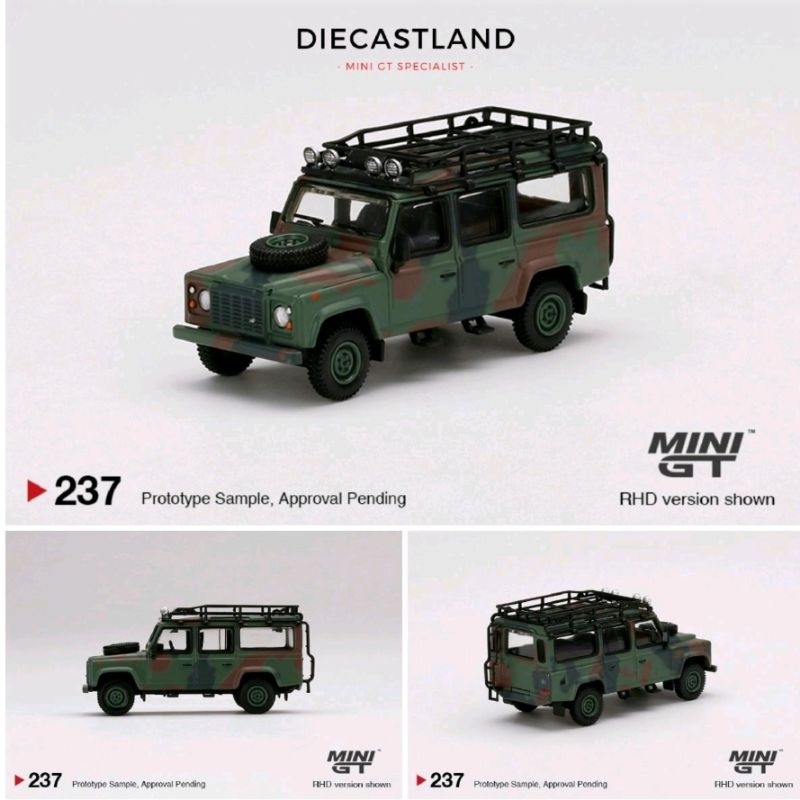 Mini GT #237 Land Rover Defender 110 Military Camouflage  MGT00237 MiniGT Hijau Tentara Militer Kamu