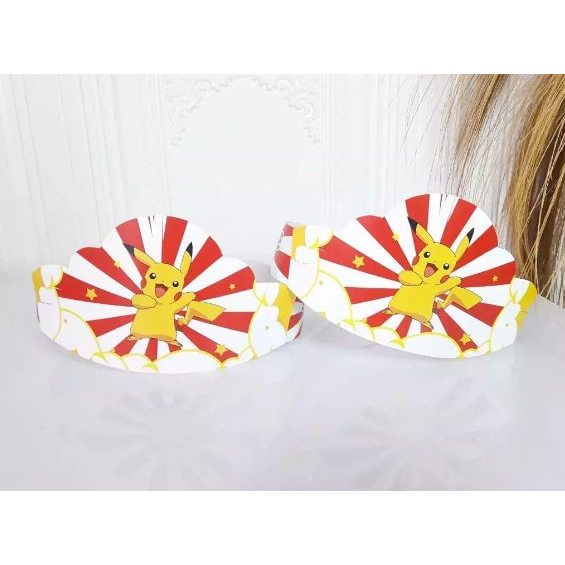 topi melingkar pokemon / topi ultah pokemon / topi ulang tahun pokemon / topi melingkar custom pokem