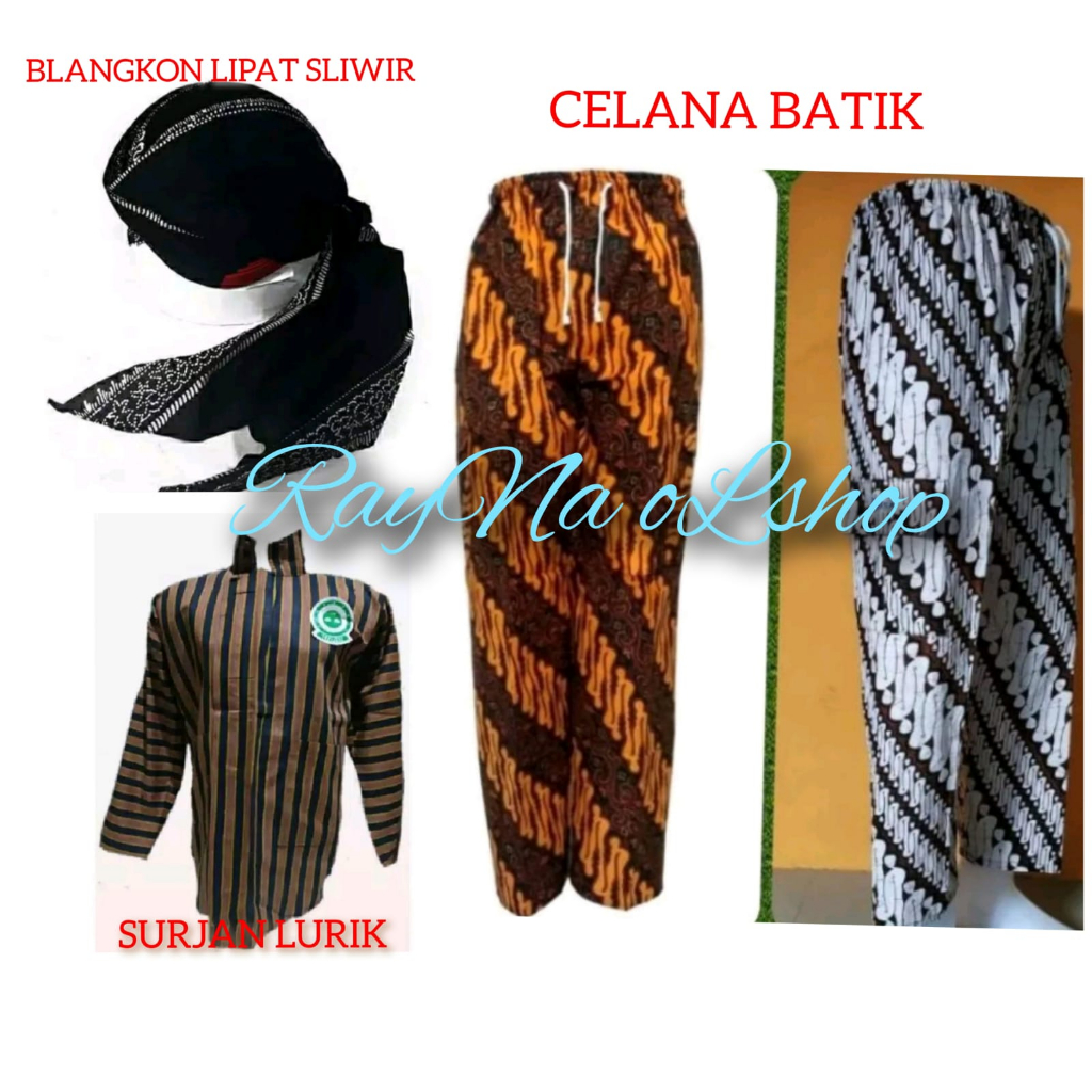 1 SET SETELAN BAJU SURJAN LURIK PRIA | SURJAN COKLAT + BLANGKON LIPAT SLIWIR + CELANA BATIK, PAKAIAN