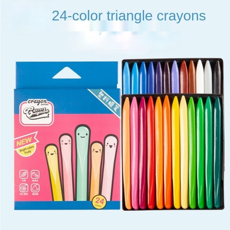 MH - TRIANGULAR CRAYON NON TOXIC ISI 24PCS - CRAYON WATERPROOF