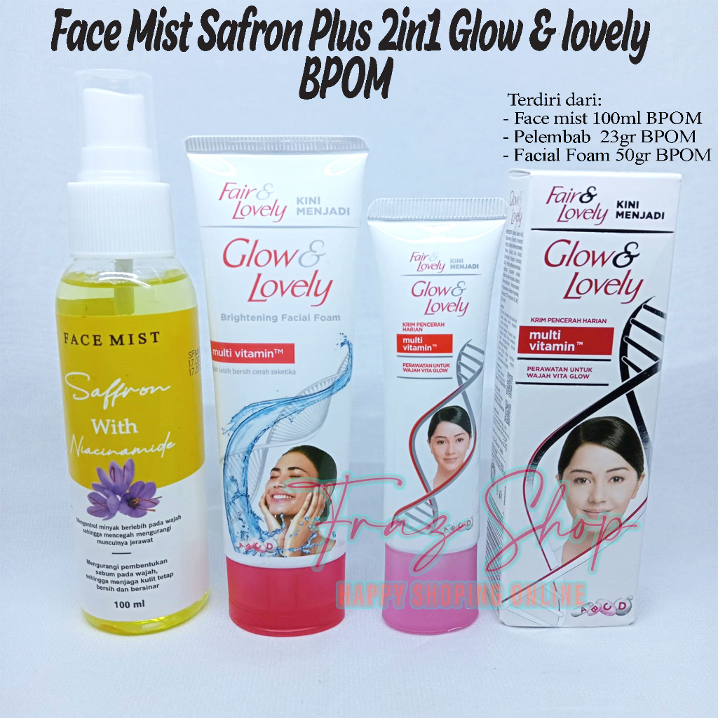 Paket 3in1 Fair &amp; Lovely Plus Face Mist Saffron BPOM