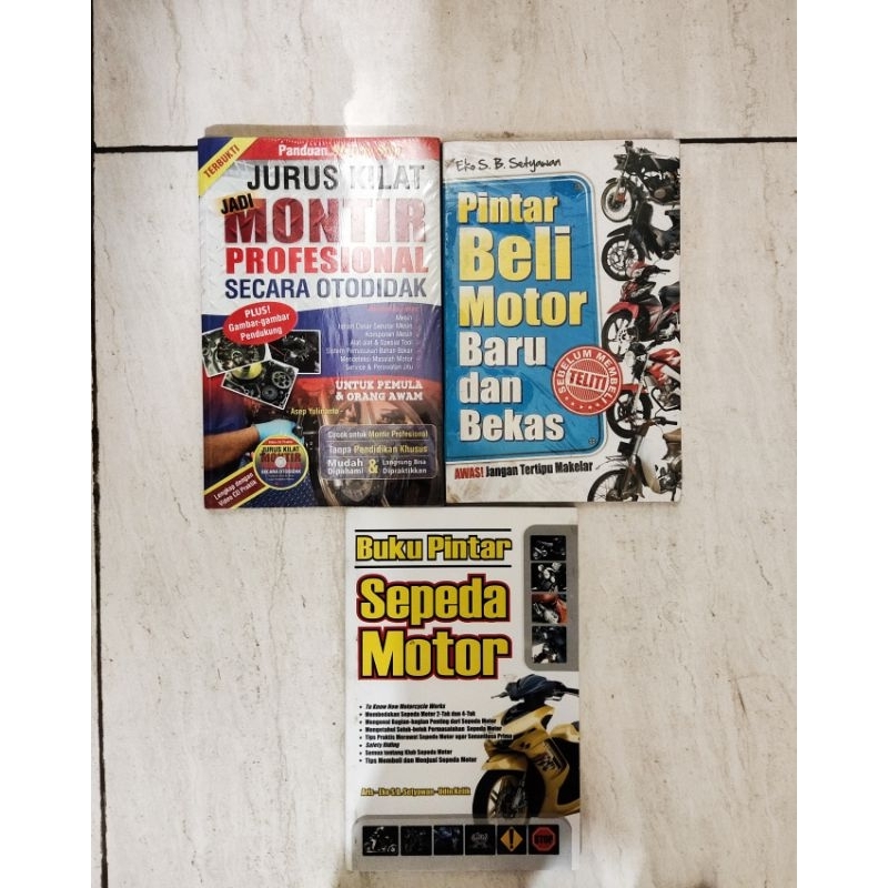 Obral buku otomotif buku pintar sepeda motor / jurus kilat jadi montir / pintar beli motor baru dan bekas