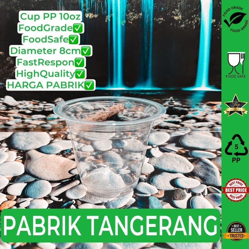 Cup Gelas Plastik 10oz universal Tanpa Tutup / Cup PP 10oz No Lid / Gelas Plastik 10oz tanpa tutup