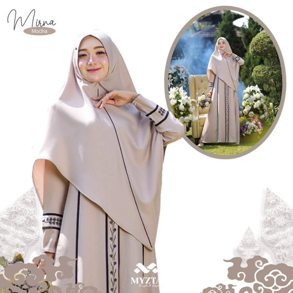 MIRNA GAMIS SET KHIMAR MOCHA UKURAN XS BY MYZTA || READY STOCK BISA COD BAYAR DITEMPAT