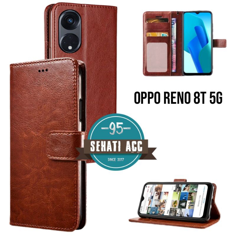 OPPO RENO 8T 5G casing dompet flip cover leather case