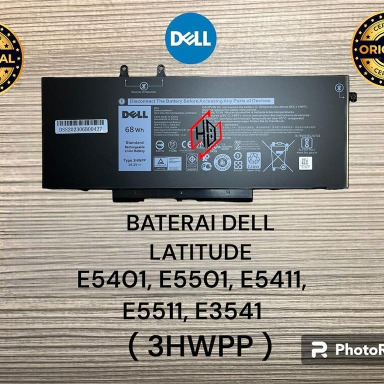 Battery Baterai Dell Latitude 5401 5501 5411 5511 E5401 E5501 E5411 3HWPP 68WH ORIGINAL